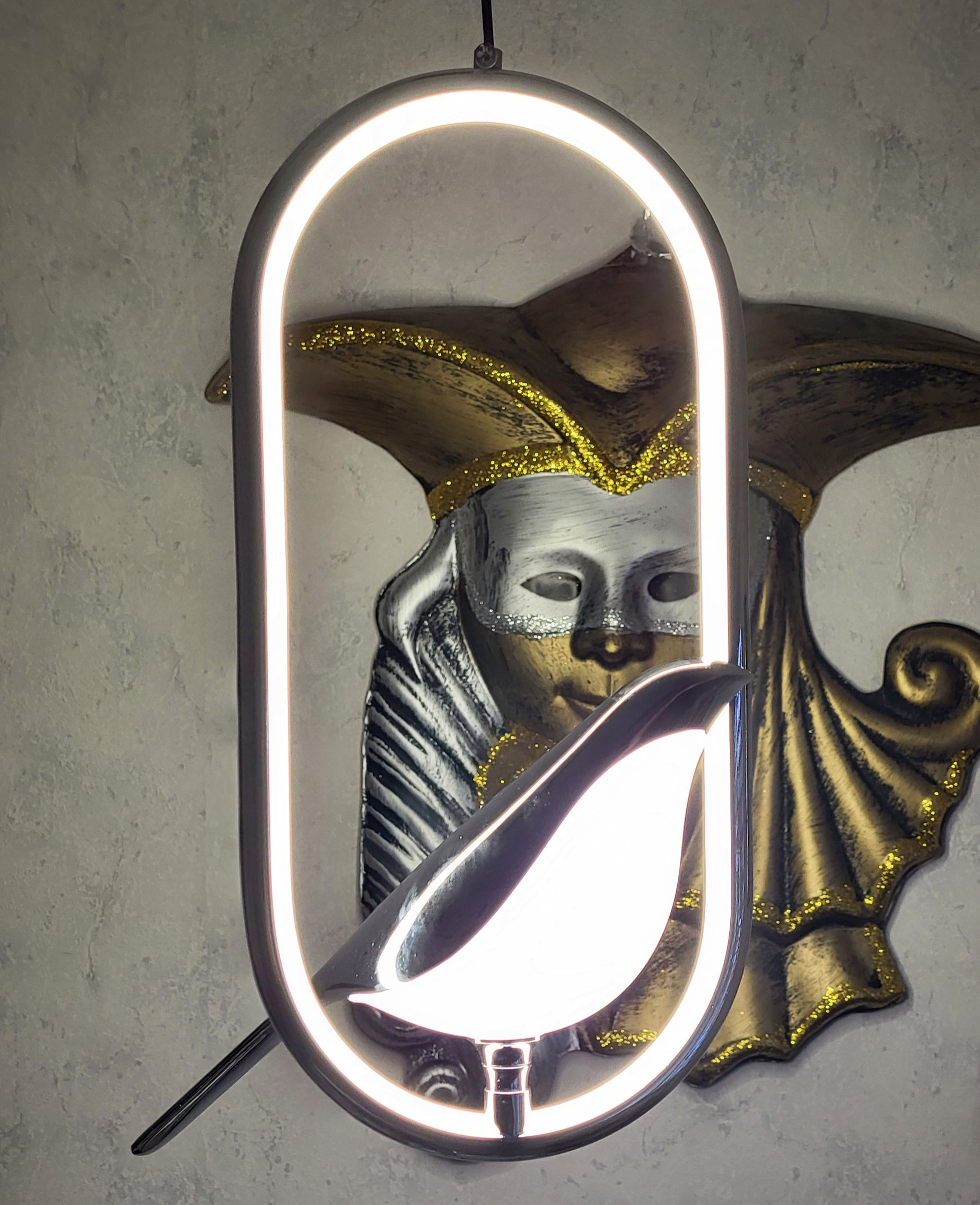 DESIGN LED BOOMKLEVER HANGLAMP,OVAAL,ZILVER,35 CM