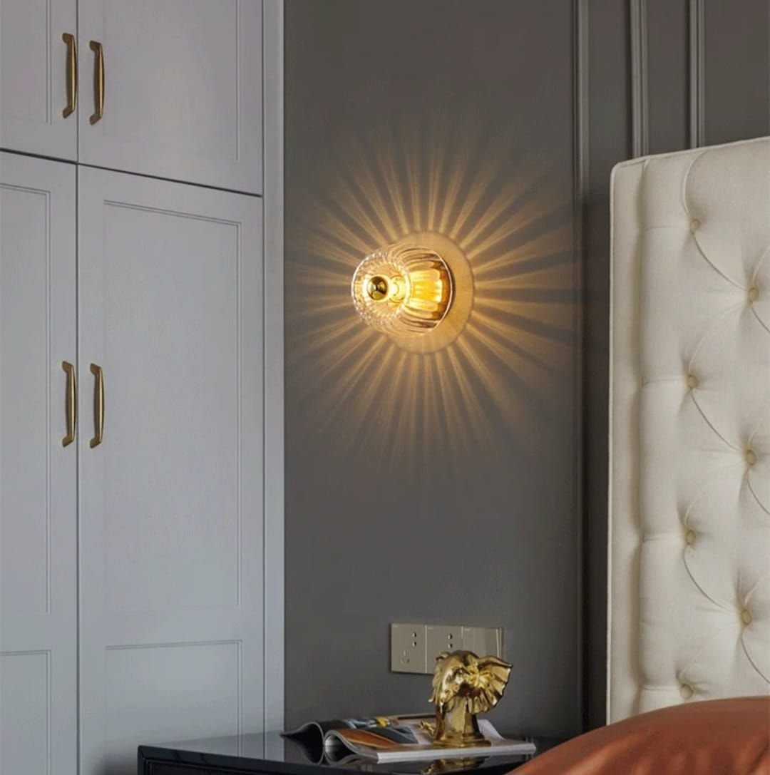 DESIGN LED WAND- OF PLAFOND LAMP,GOUD,GLAS,16 CM