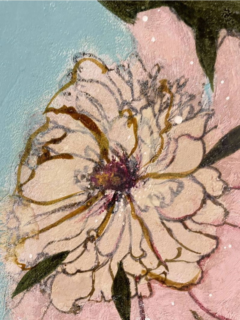 Miniature : Blush Blossoms on Turquoise