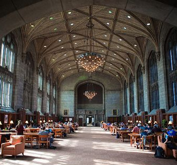 University of Chicago, Harper Memorial Library reading room, college students reading