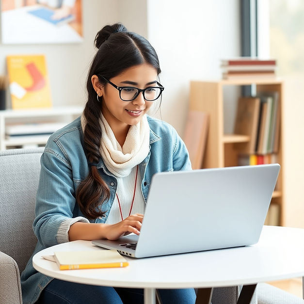 female latina student enrolling in a course through a laptop.jpg