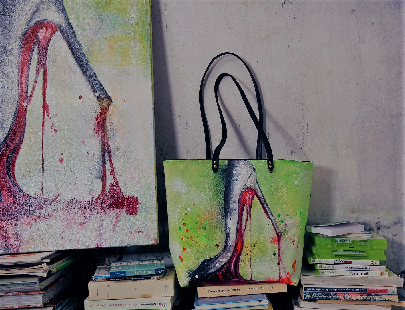 SHOPPING BAG LOULOU (création originale by HENRY HANG artiste peintre)