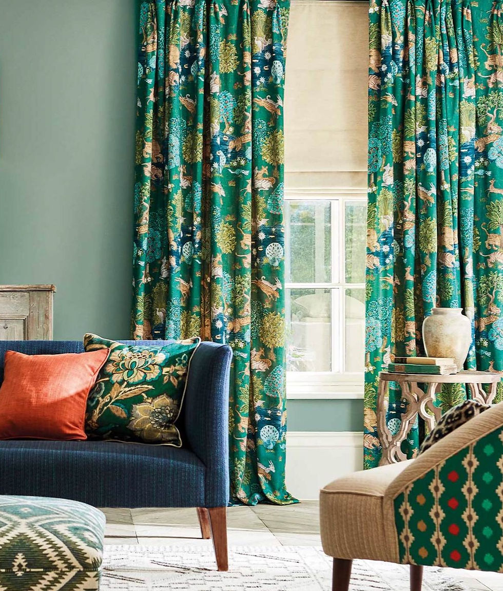 Sanderson Caspian Pamir garden fabric curtains