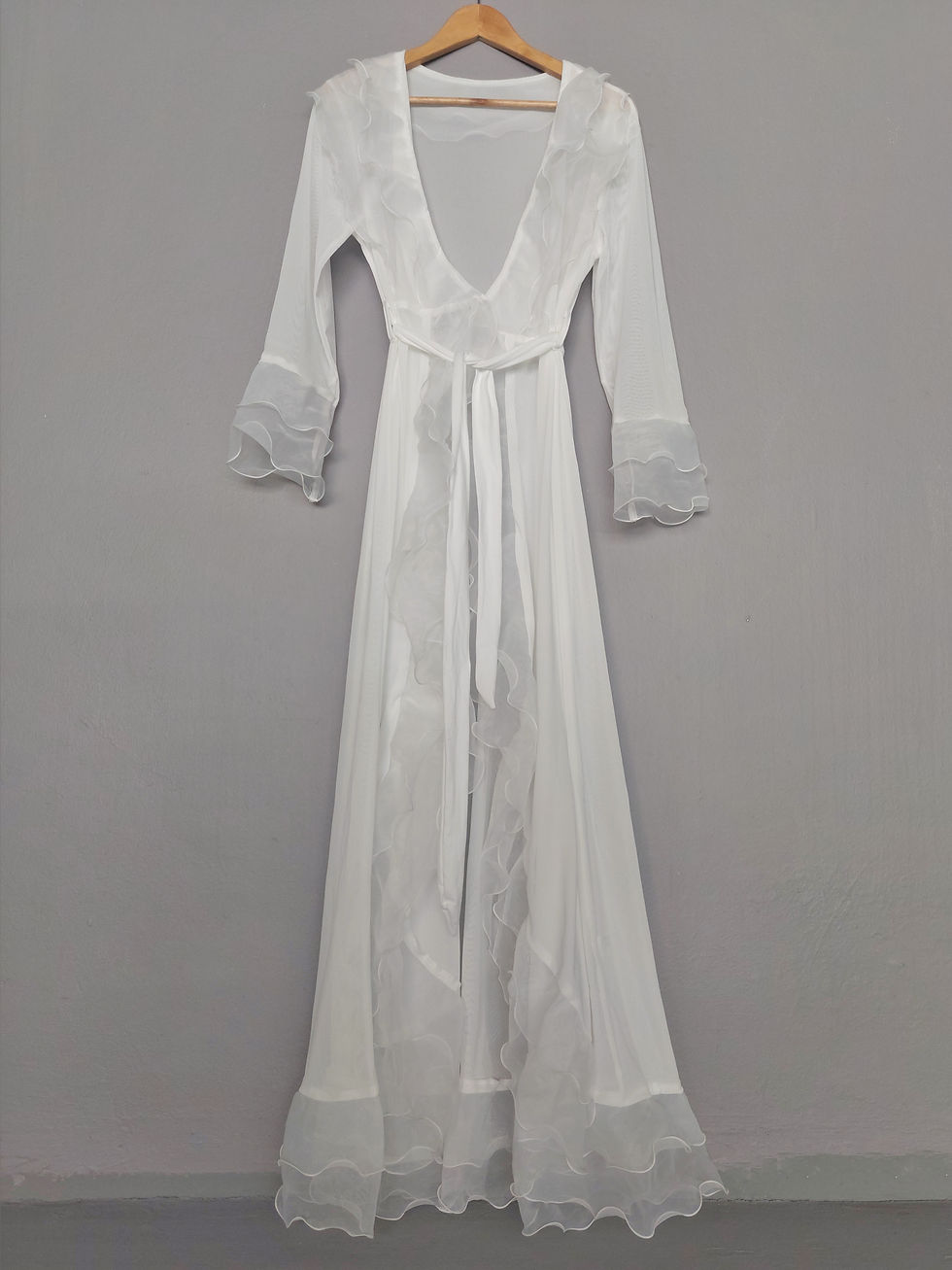 Thumbnail: Ruffle trim luxury bridal robe