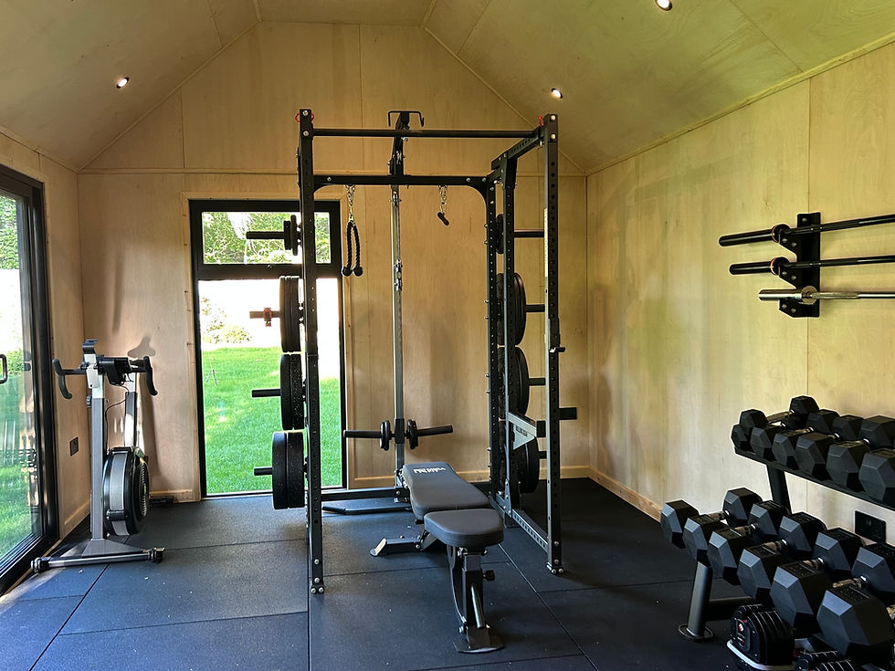 Charred Larch Garden Gym inerior by Cosy Garden Rooms