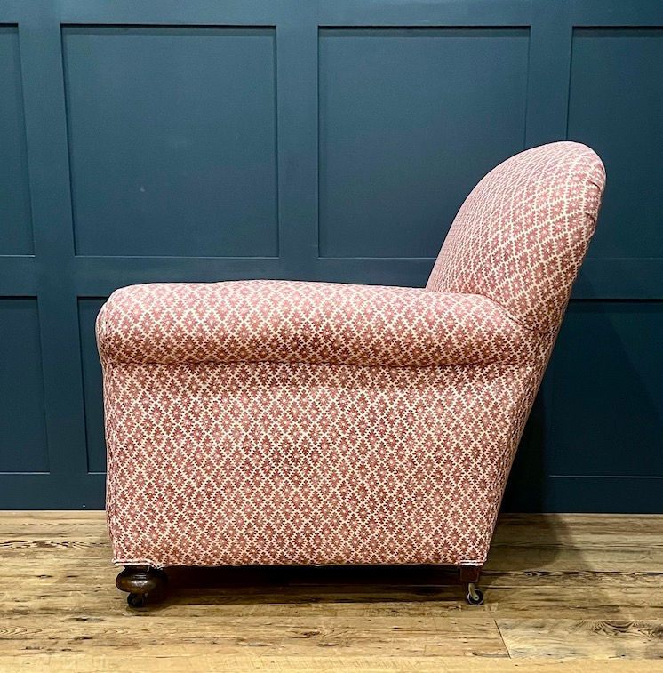 Thumbnail: A rare pair of Antique English Howard style Salon Armchairs