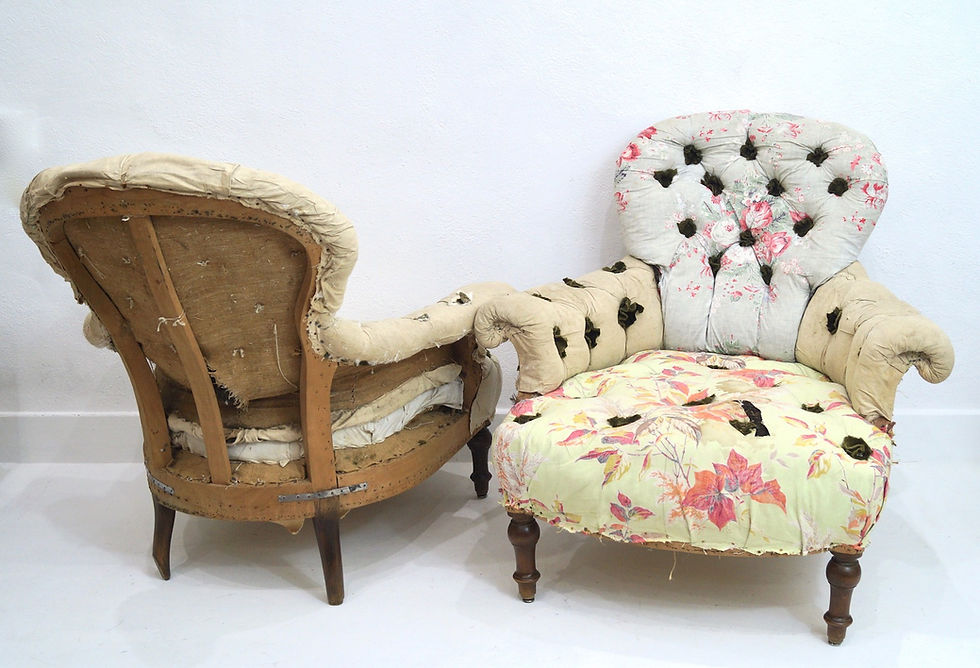Thumbnail: A Very Rare Pair of French 19th Century Buttoned Armchairs