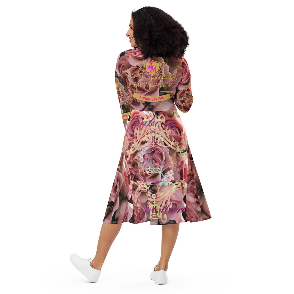 Thumbnail: All-over print long sleeve midi dress