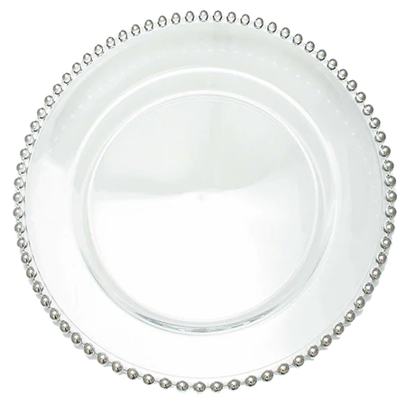 13 in. Glass Silver Beaded Rim Charger.webp