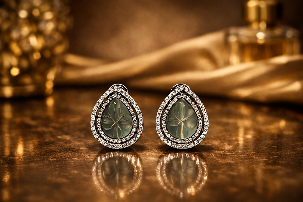 Thumbnail: Carved Teardrop AD Halo Earrings