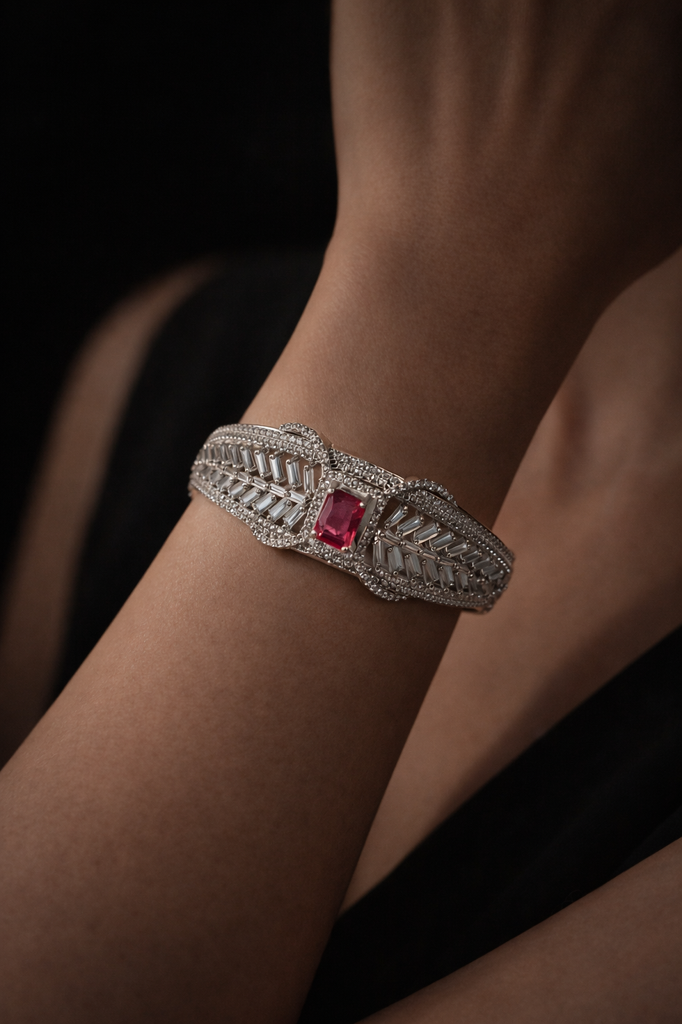 Thumbnail: Luxury AD Kada Bracelet with  Stone for Women 