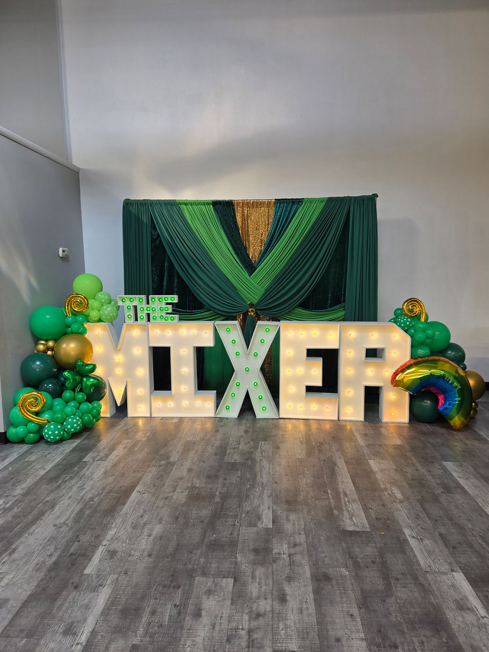 3 feet Marquee letters, lux Draping, with balloons