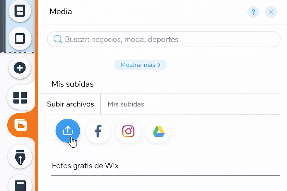 Uploading files in the Wix Media Manager