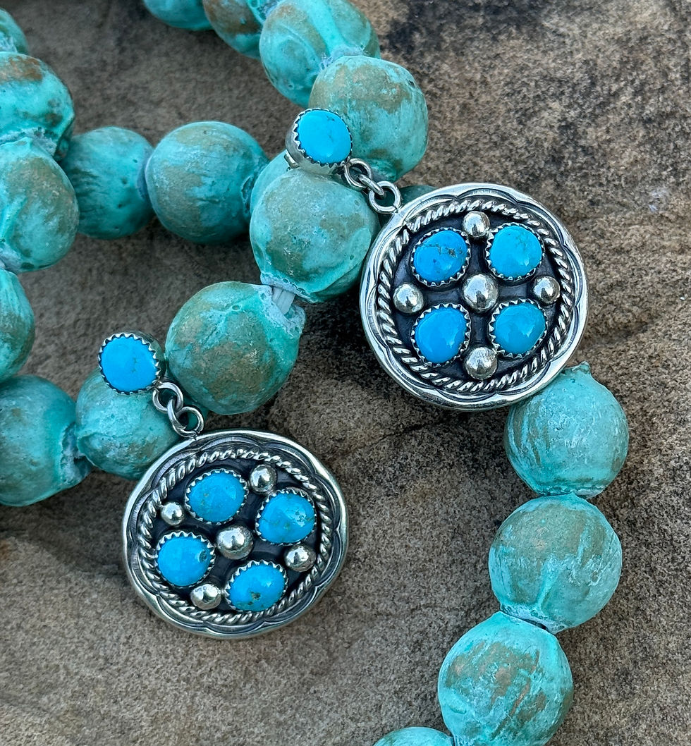Thumbnail: Turquoise Round Cluster Dangle Earrings