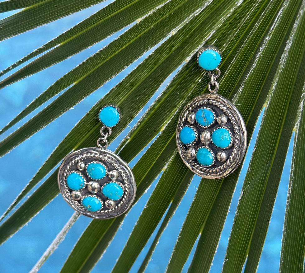 Thumbnail: Turquoise Round Cluster Dangle Earrings