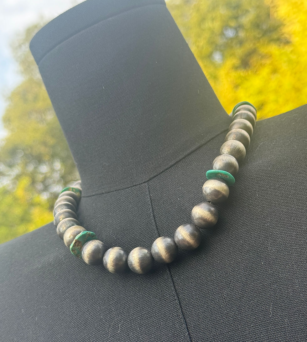 Thumbnail: Pearls & Turquoise Disc Necklace