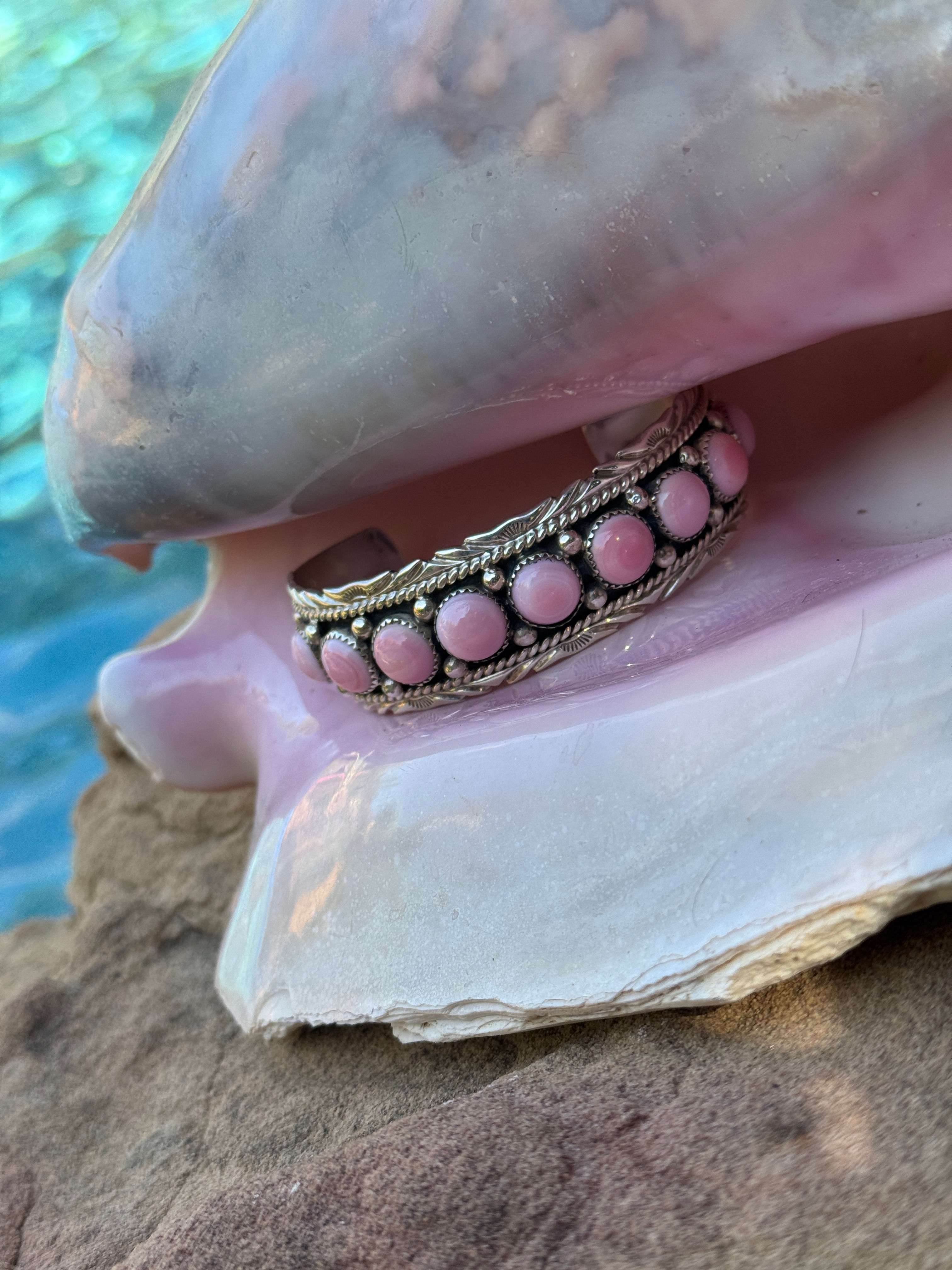 Pink Conch Cuff Bracelet