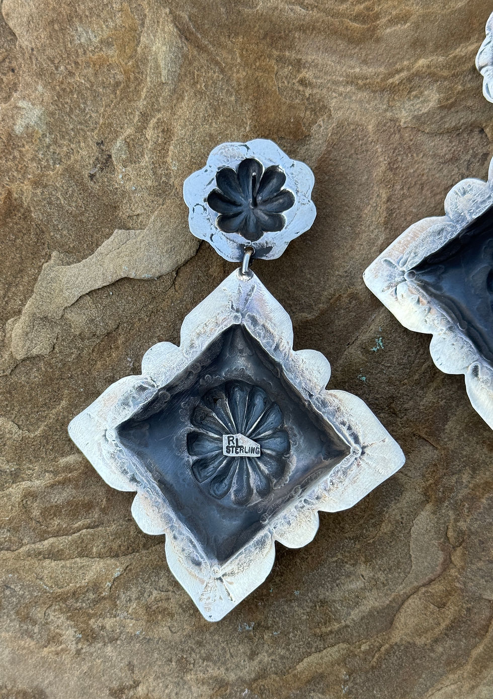 Thumbnail: Large Turquoise Concho Earrings