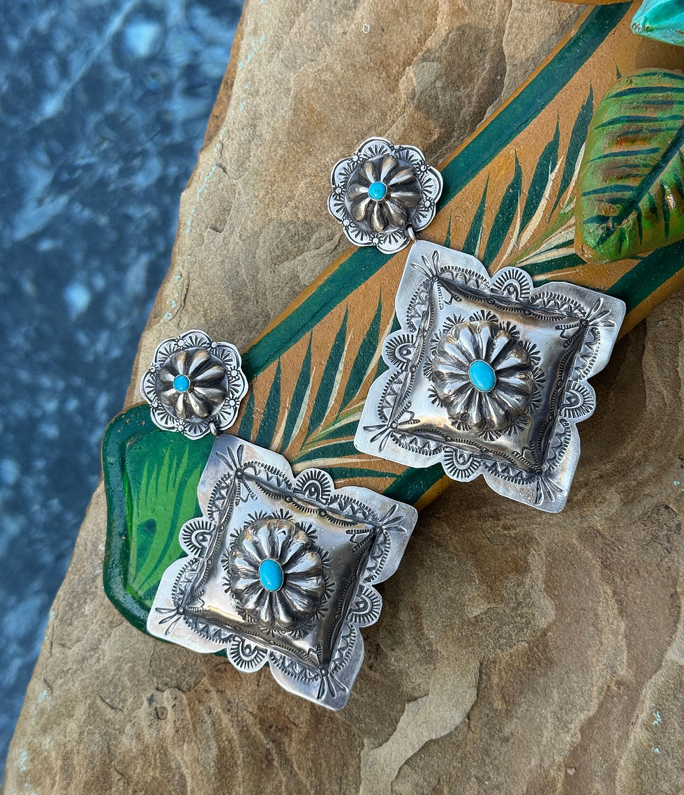 Thumbnail: Large Turquoise Concho Earrings