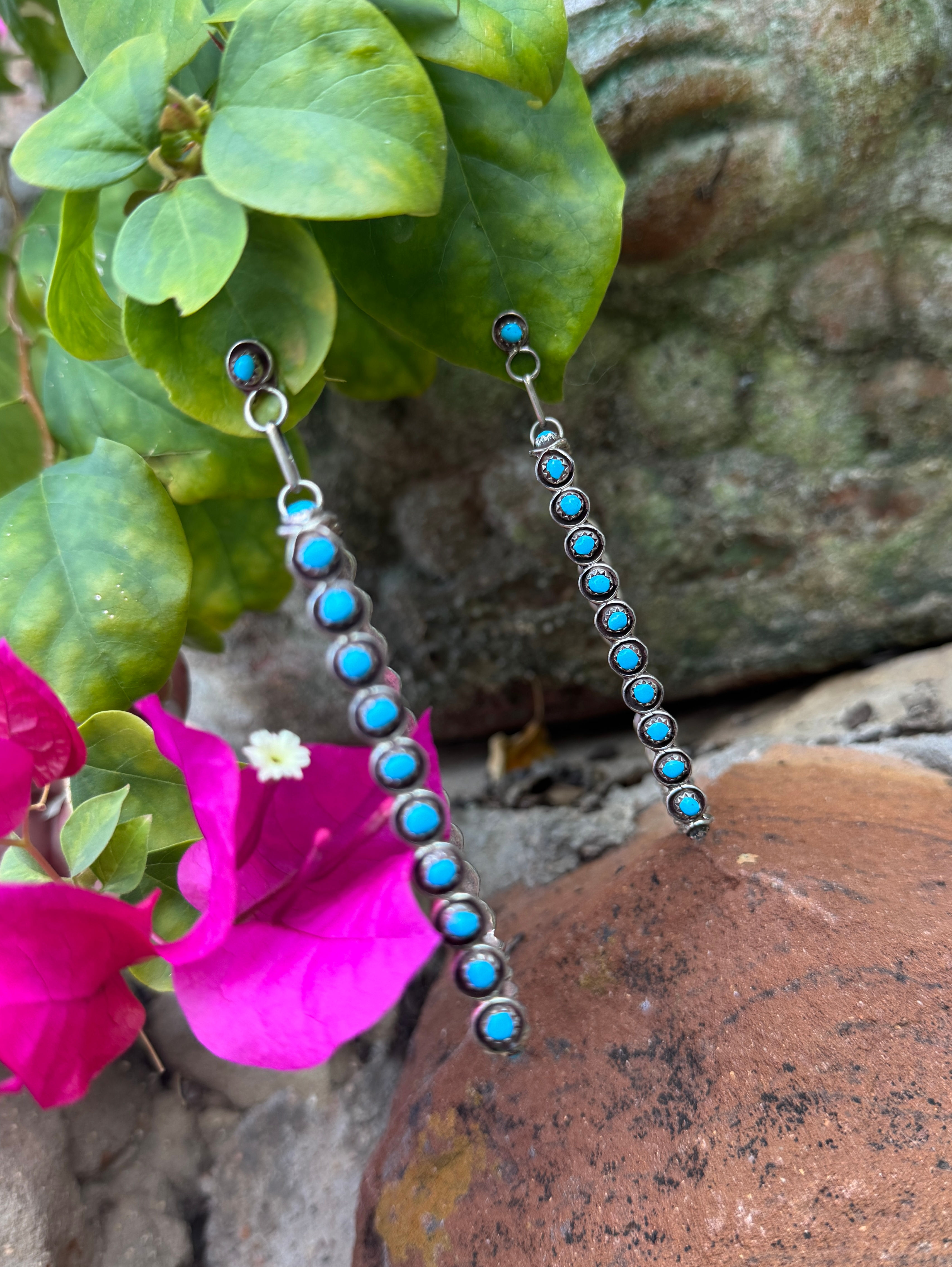 Rectangle Dangle Turquoise Earrings