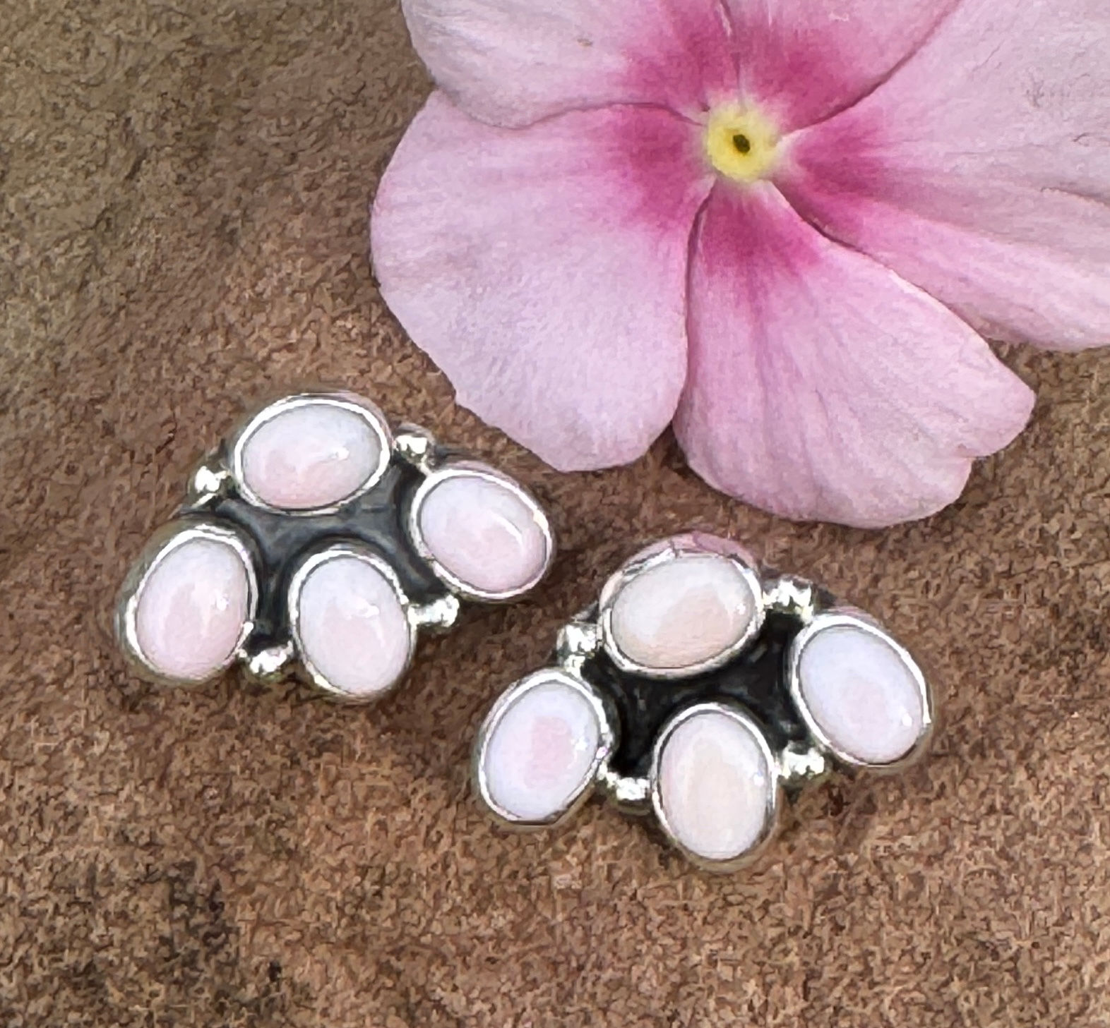 Pink Conch Half Cluster Earrings