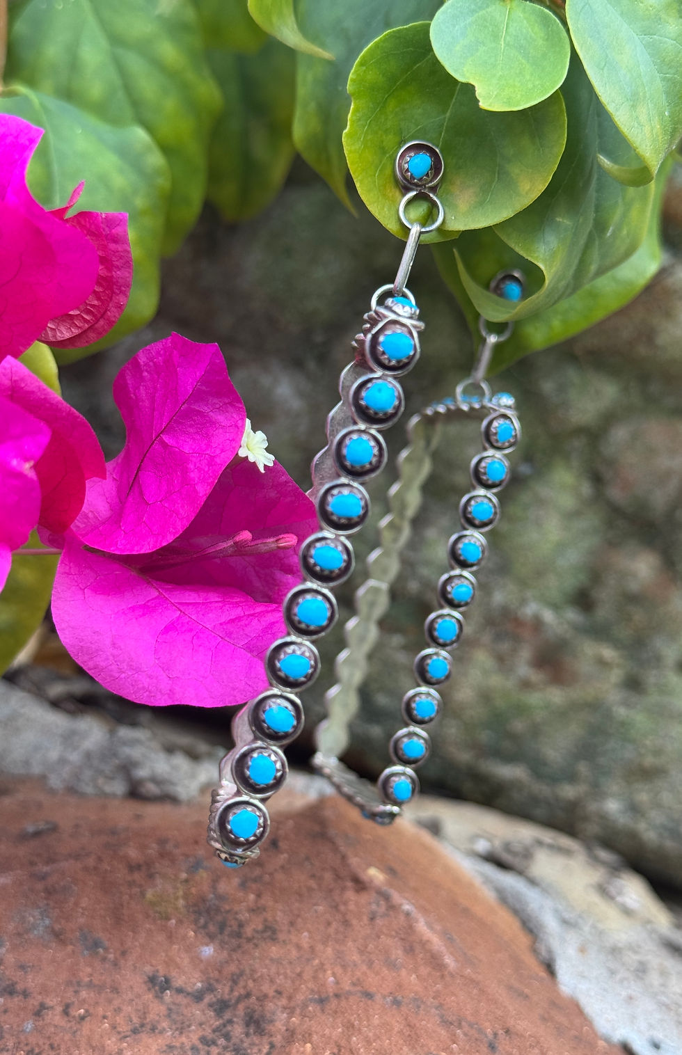 Thumbnail: Rectangle Dangle Turquoise Earrings