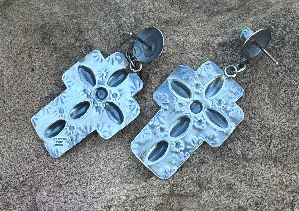 Thumbnail: Turquoise Dangle Cross Earrings