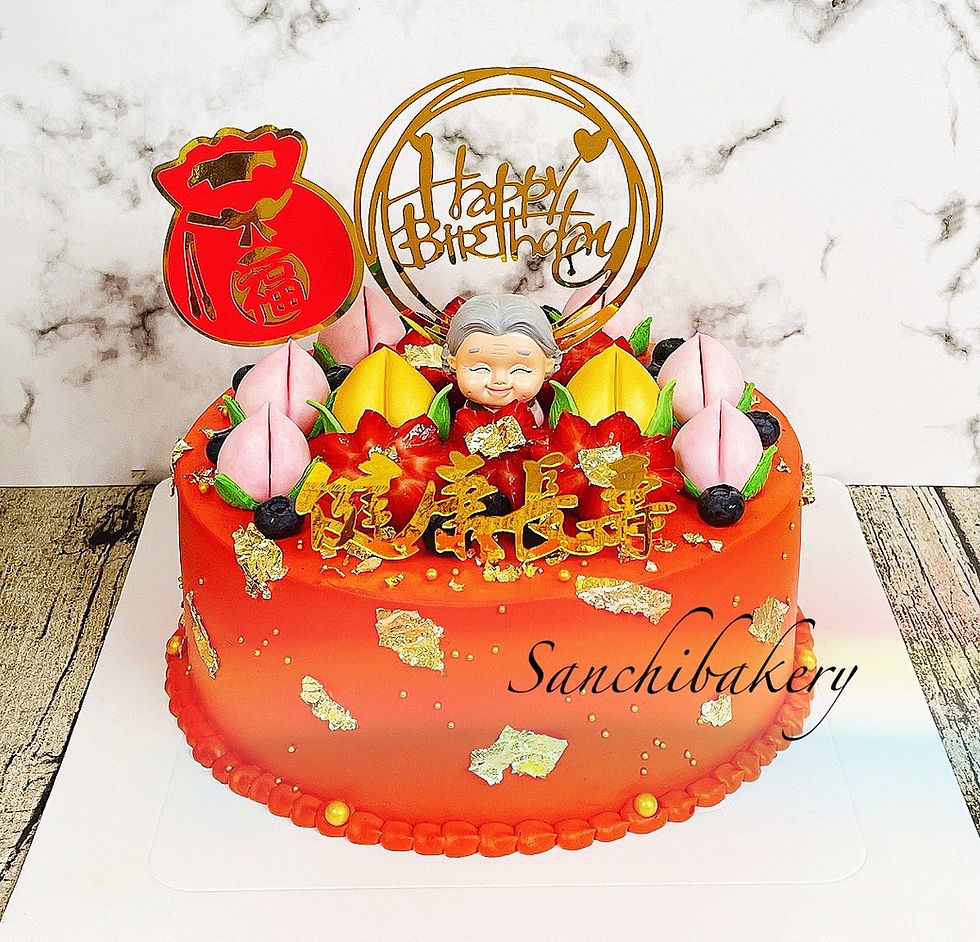 縮圖：壽婆婆金壽桃拉錢蛋糕(8吋)