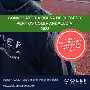 Convocatoria para bolsa de jueces para pruebas de aptitud física y bolsa de peritos COLEF Andalucía