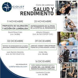 El COLEF Andalucía organiza un ciclo de webinars para colegiados sobre salud y rendimiento 
