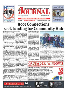 MNR Journal, 18/01/2023. Headline: Root Connections seek funding for Community Hub. Image: Volunteers gathered for photo