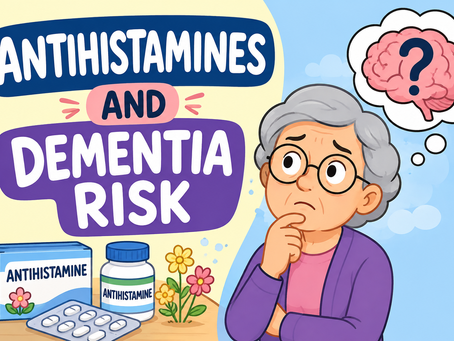 An illustration showing a woman thinking about the link between antihistamines and dementia risk.