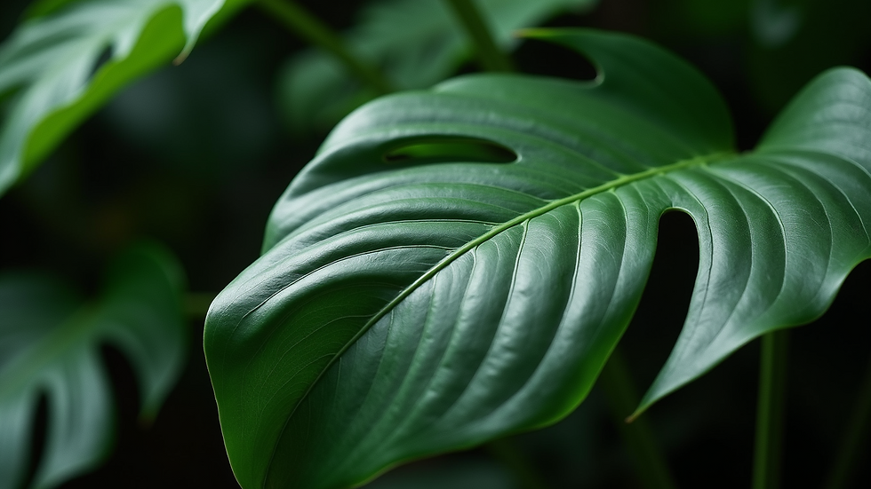 Close-up view of a healthy monstera plant showcasing its fascinating leaf patterns