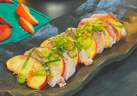 Spicy Yellowtail Peach Crudo