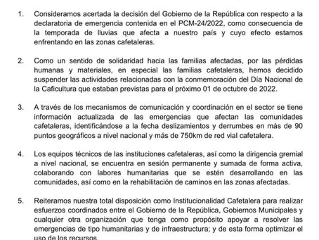Comunicado 26 de septiembre de 2022