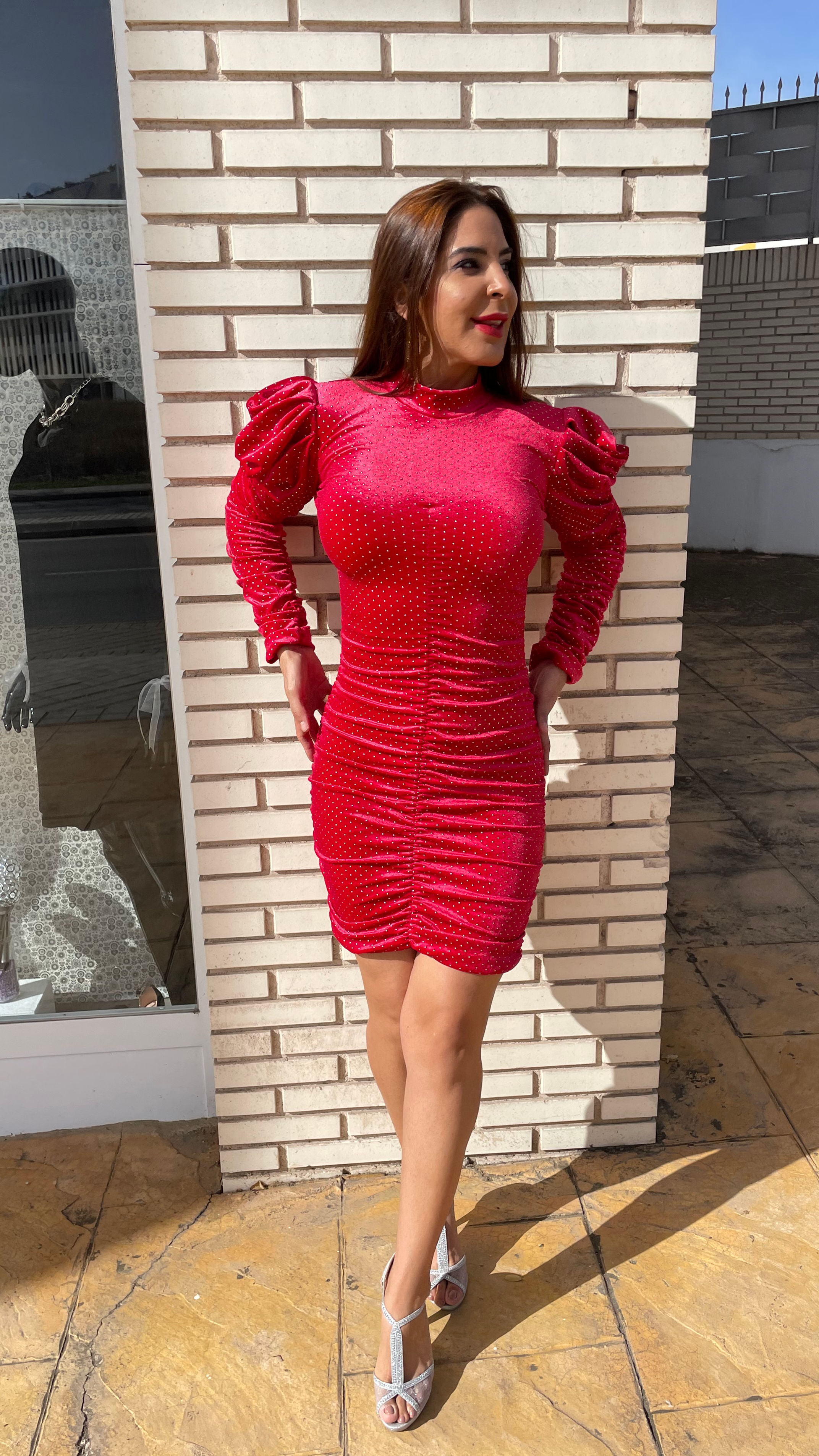 Vestido Kin tachuelas Rojo