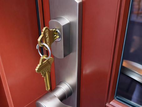 Residential door lock with keys installed by professional locksmith