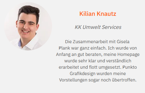 Kundenrezension von Kilian Knautz zum Service "Website erstellen lassen" von Gisela Plank, informativ!