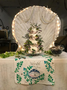Wedding cake with sugar oyster shells