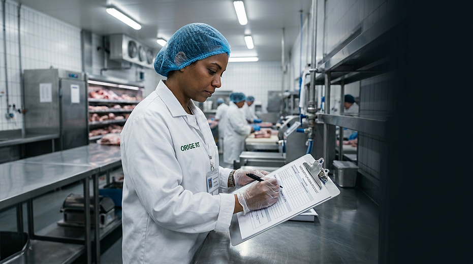 Firefly_Hero banner image. Food handler in full professional uniform — clean white coat _w