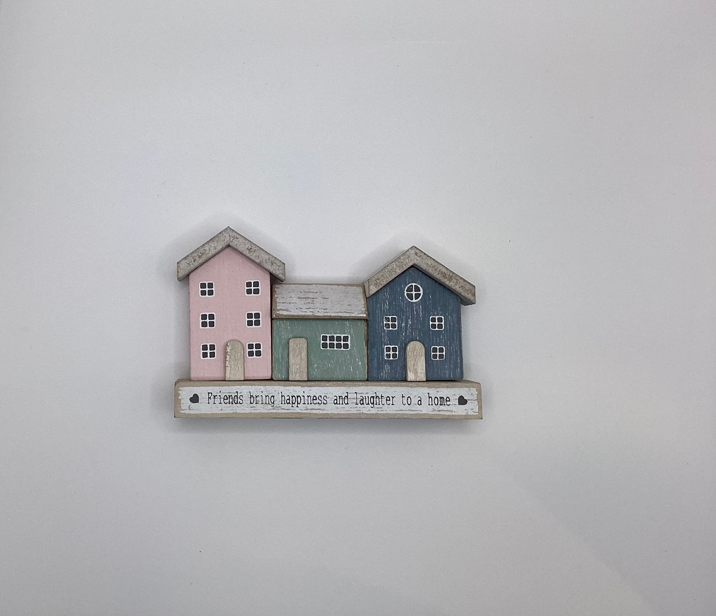 Love Lane ‘Friends Bring Happiness’ Three House Wooden Ornament