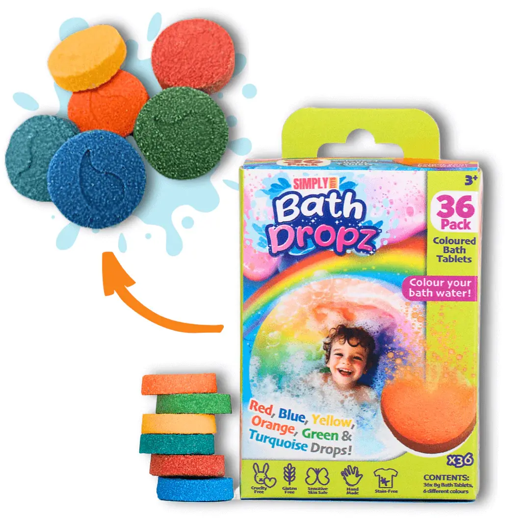 Simply Toys Bath Dropz - 36 Childrens Bath Colour Drop Tablets - 8g