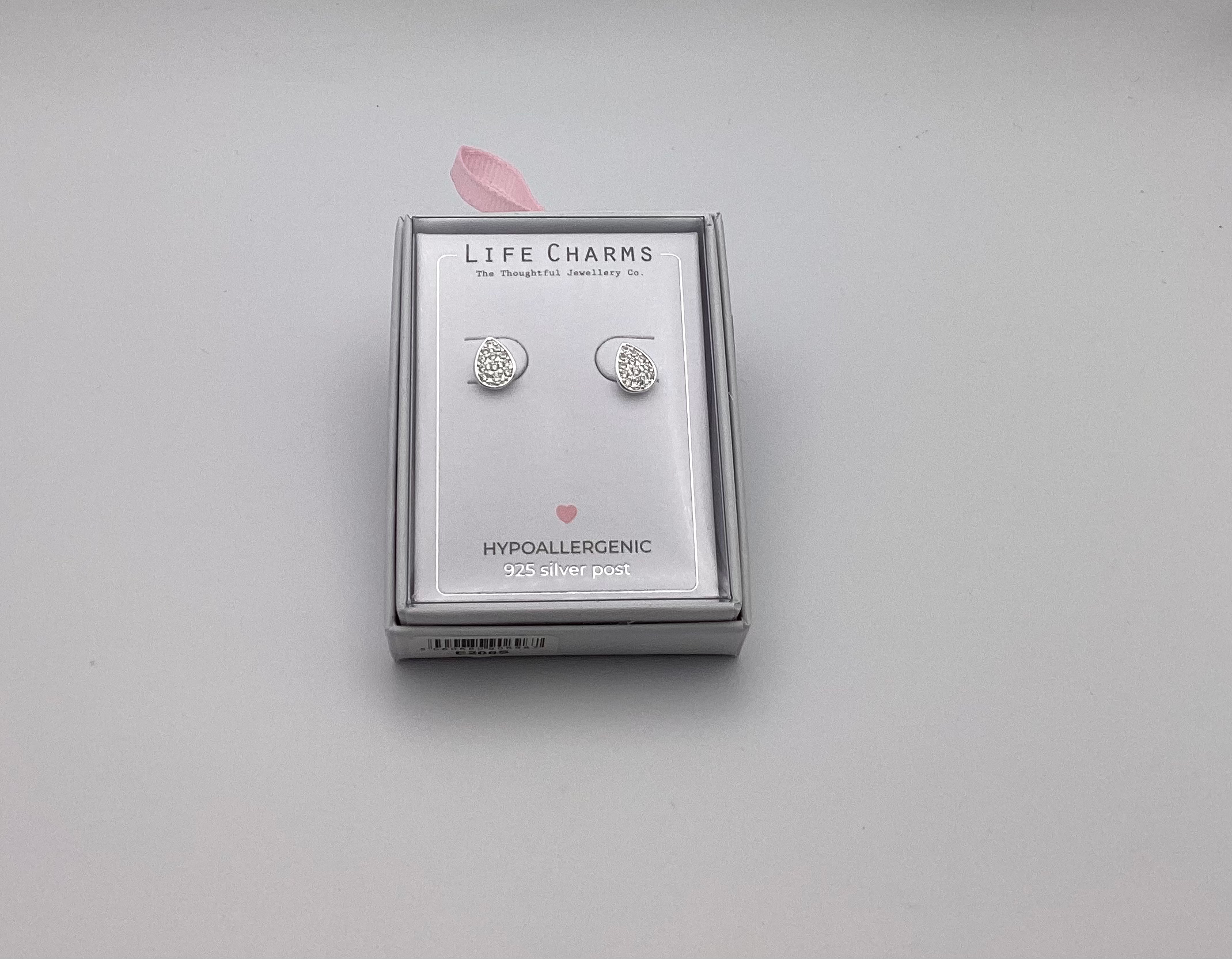 Life Charms Stone Drop Silver Stud Earrings 