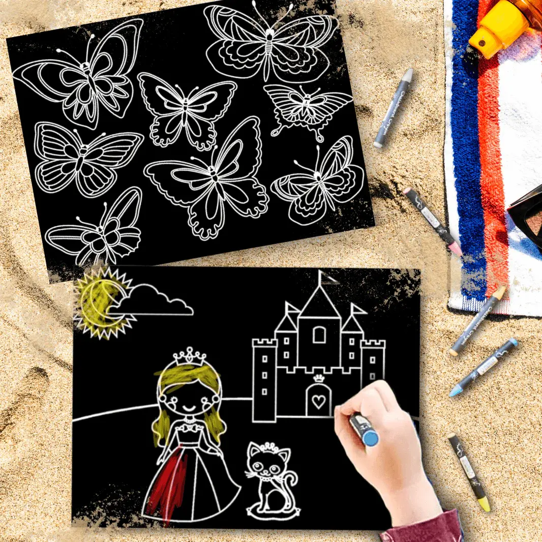 Imagination Starters® Chalkboard Travel Mat Colouring Set - Princess & Butterfly