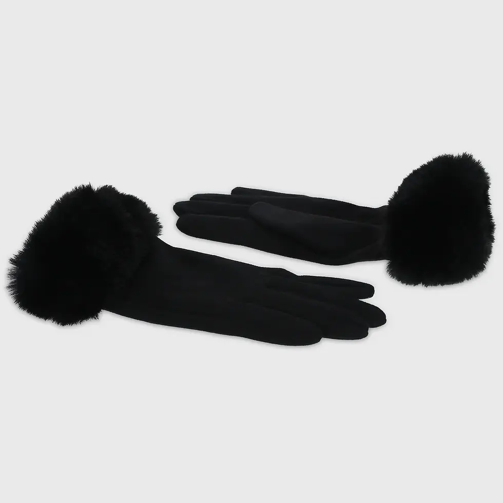 Millie Mae Gloves with Faux Fur Edge - Black