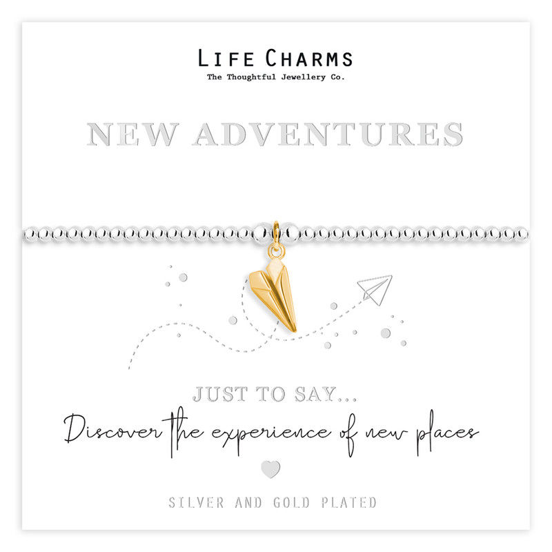 Life Charms - Just To Say…New Adventure Gold Paper Plane charm bracelet