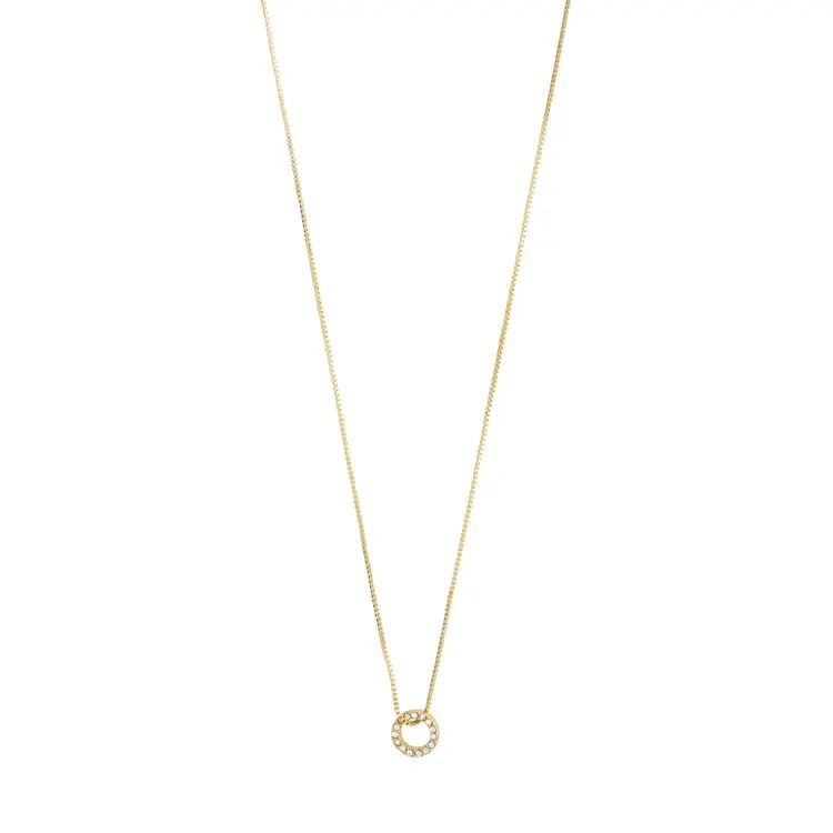 Pilgrim Rogue recycled crystal halo necklace gold-plated
