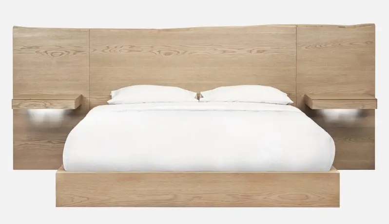 One Coastal Live Edge Bed with floating nightstands