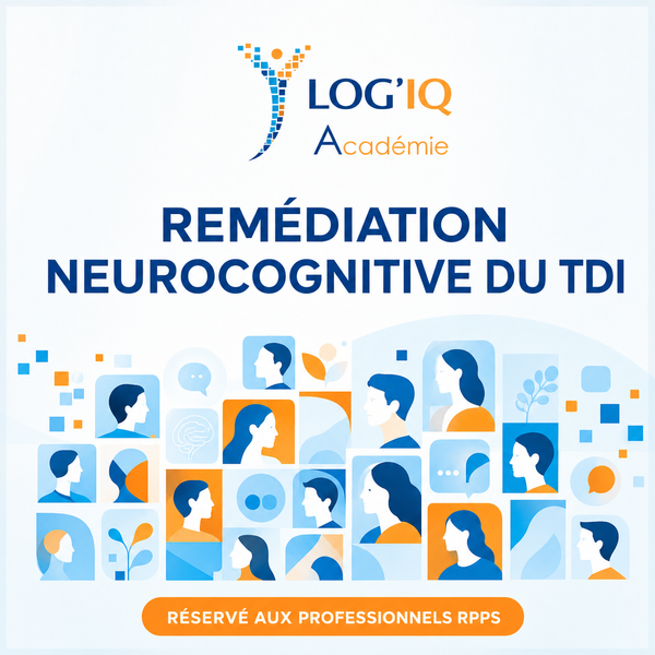 Couverture LOG’IQ Académie de la formation Remédiation neurocognitive du TDI, réservée aux professionnels RPPS.