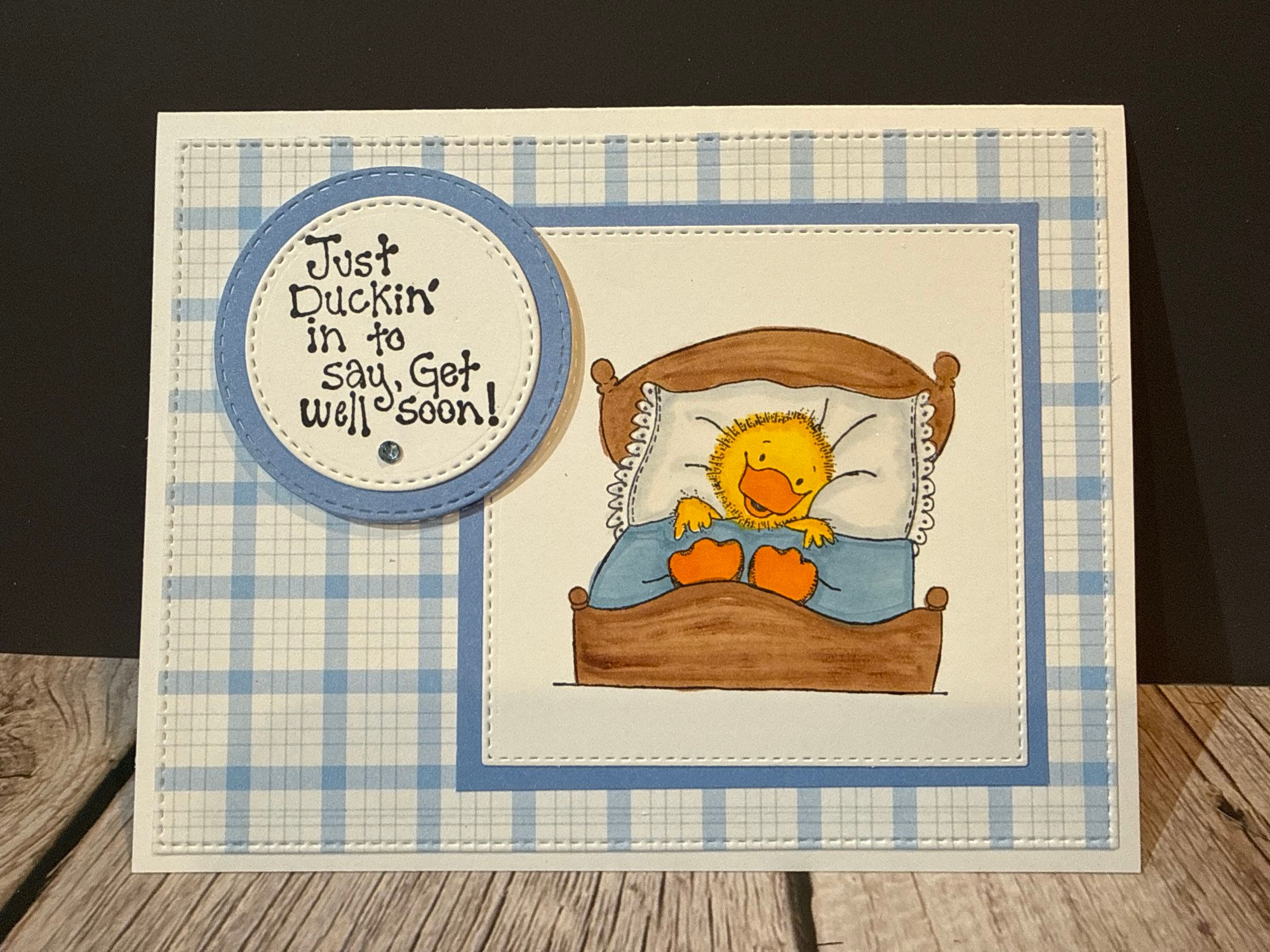 Get well card with sleeping duck